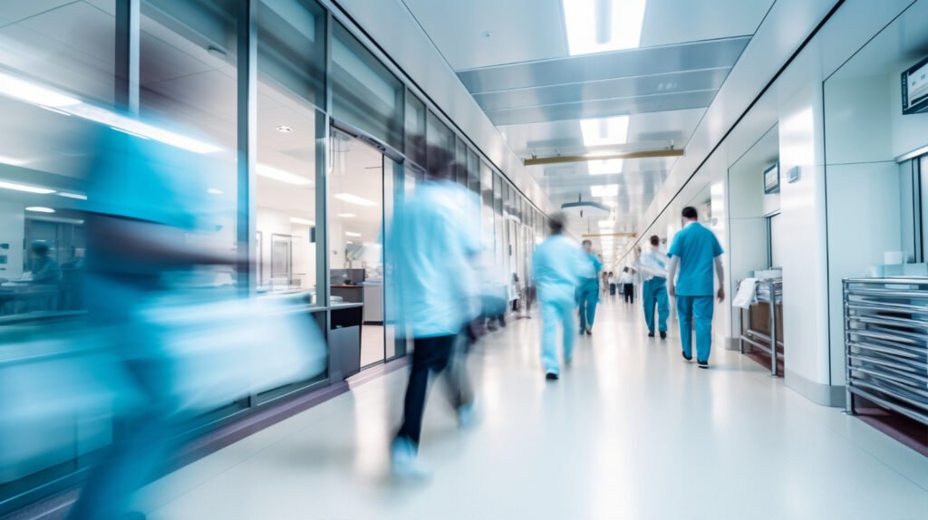 L'immagine rappresenta operatori socio sanitari e personale sanitario in generale in ospedale, lavoro usurante
