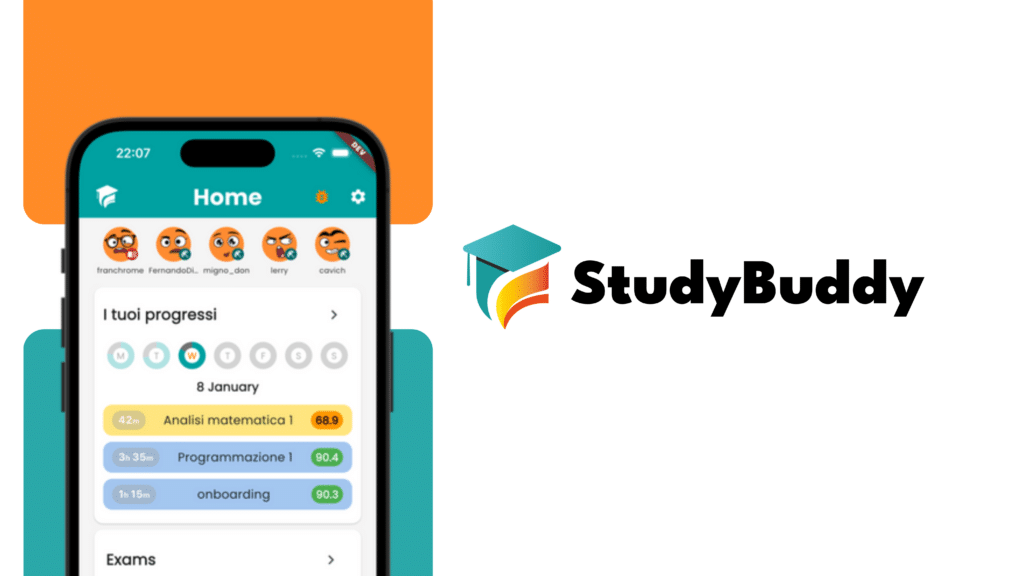Studenti universitari che studiano insieme usando un’app per organizzare lo studio